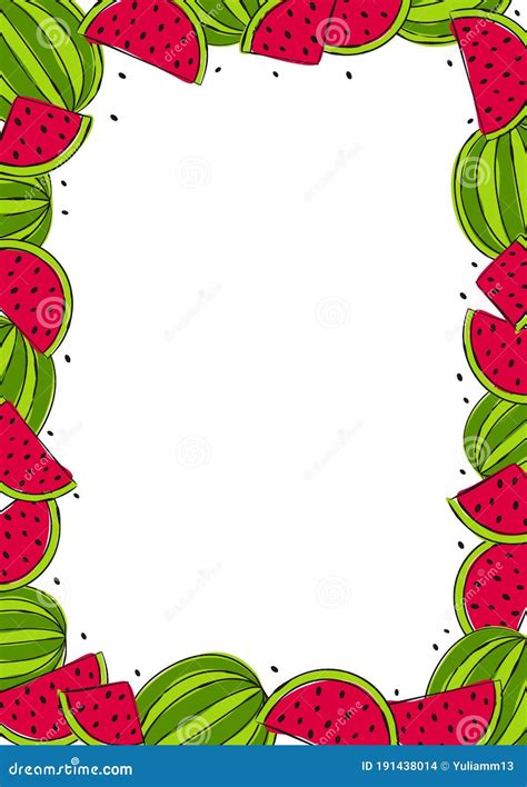 Watermelon Frame For Card Or Banner Stock Vector Illustration Of