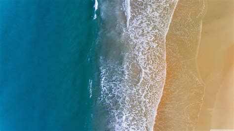 Free Download Sandy Beach Ocean Waves Aerial View 4k Hd Desktop Wallpaper For 3840x2160 For