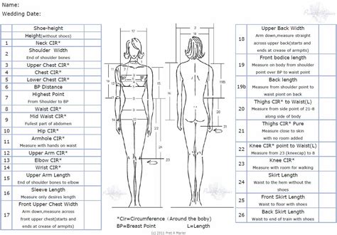 Chart For Taking Measurements For Sewing Good One Sewing
