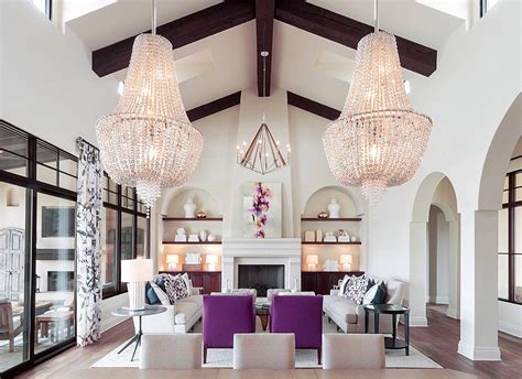 However, it's the interior balcony that makes the most visual impact. Elegant Luxury White living room decor with purple accents ...