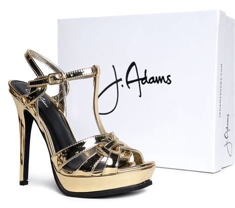 J Adams Classic Sexy Platform Heels Patent Vegan Leather High Heel Strappy Open Toe Shoe