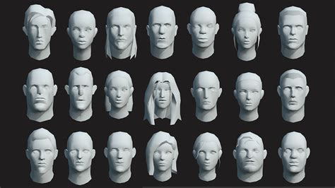 Artstation Low Poly Head Base Meshes Pack Resources