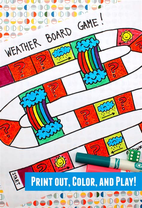 Printable Weather Board Game Pink Stripey Socks
