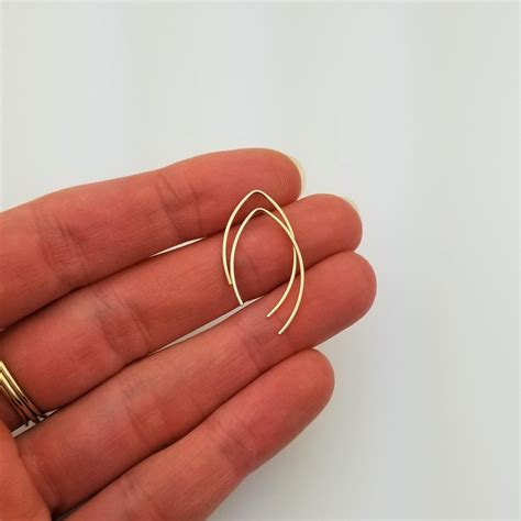 Thin Solid Gold Open Hoop Threader Earrings 14k 18k 22k 20 Etsy