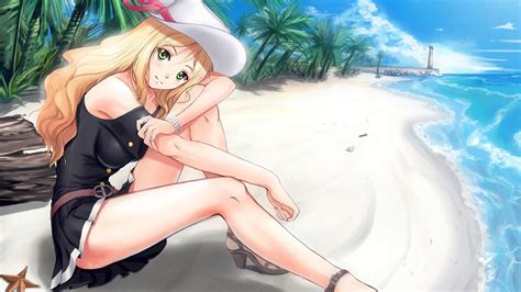Girl Beach Sea Lovely Anime Girls Wallpaper Beach