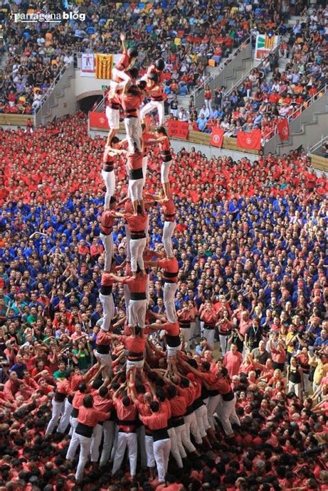Human Tower Building At Castells Competition In Tarragona España