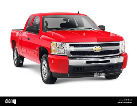 Red 2011 Chevrolet Silverado 1500 4wd Pickup Truck Isolated On White