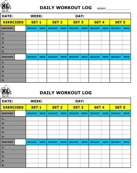 Looking for bodybuilding diet template how to develop a workout template? Printable Training Log - XL FITNESS and LIFESTYLE