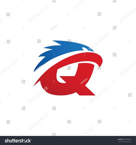 Letter Q Eagle Head Red Blue Logo Stock Vector Illustration 352988870