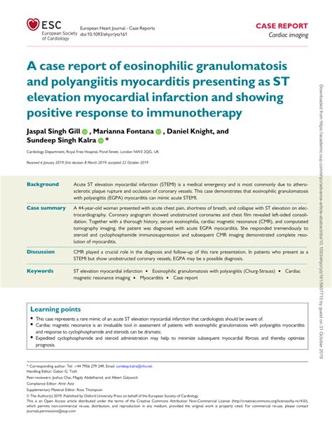 Pdf A Case Report Of Eosinophilic Granulomatosis And Polyangiitis