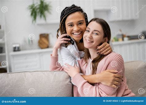 Positive African American Lesbian Woman Hugging Stock Image Image Of Closeness Smiling 264014565