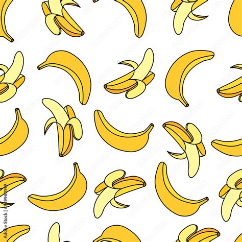 Seamless Banana Pattern Design In Vector Banana Background Tropical