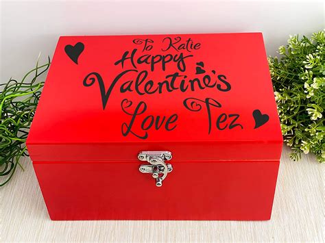 Happy Valentines Day Red Personalised Couples Memory Box Valentine