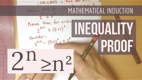 Induction Inequality Proof Example 5 2n ≥ N² Youtube