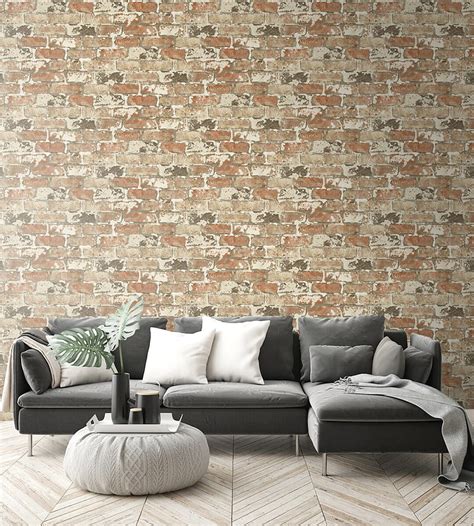 Nextwall Sq Ft Red Brick And Ivory Vinyl Brick Self Adhesive Peel