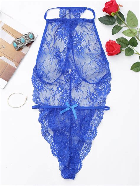 Lace Sheer Lingerie Teddy 11 Off Rosegal