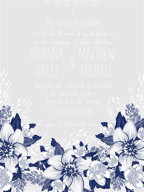 Blue Flowers Wedding Invitations Invitations Wedding Invitation