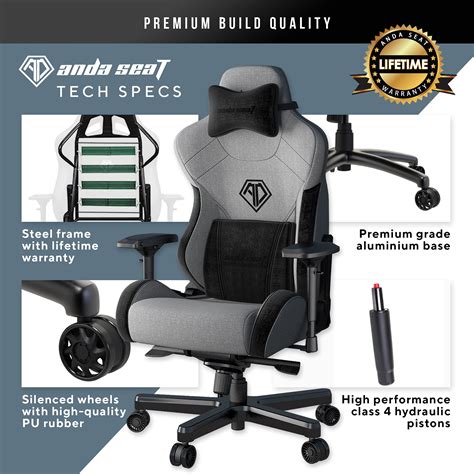 Anda Seat T Pro 2 Pro Gaming Chair Black And Grey Premium Fabric Gaming