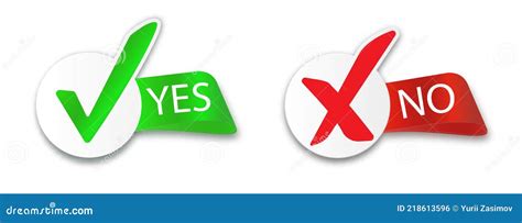 Yes And No Check Marks Cross Check Mark Icons Flat Round Buttons Set