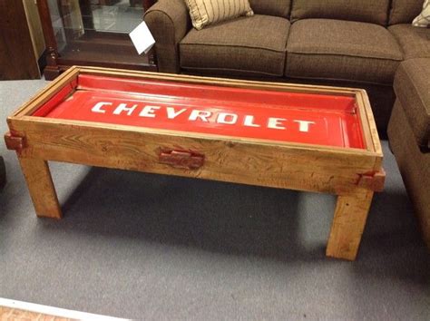We made this cedar wrapped coffee table out of an old 60's chevrolet truck tailgate. chevrolet tailgate coffee table | r