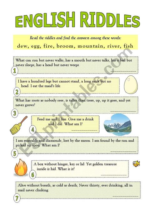 Free Printable Riddles With Answers Worksheets Esl Vault 42 Off