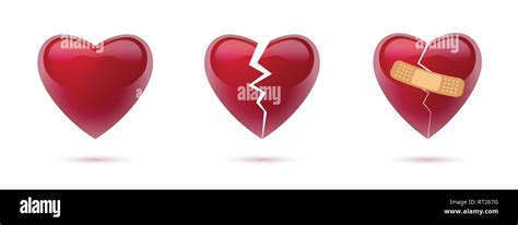 Broken Hearts Vector Set Of Realistic Icons And Symbols Isolated In