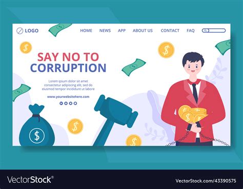 Anti Corruption Social Media Landing Page Vector Image