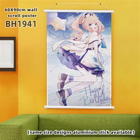 Genshin Impact Game Wall Scroll Wallscrolls Waterproof Anime