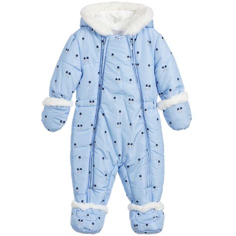 Warm Padded Snowsuit For Baby Boys By Mayoral Newborn In Pale Blue