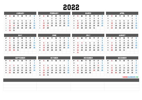 Printable 2022 Yearly Calendar With Week Numbers