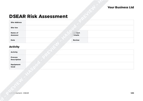 Dsear Risk Assessment Template Haspod