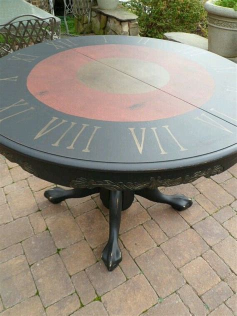 Typically when you repaint furniture, it is important to sand off any varnish or sealer so that the new paint will stick to it properly. clockface table top | Repainting furniture, Paint ...