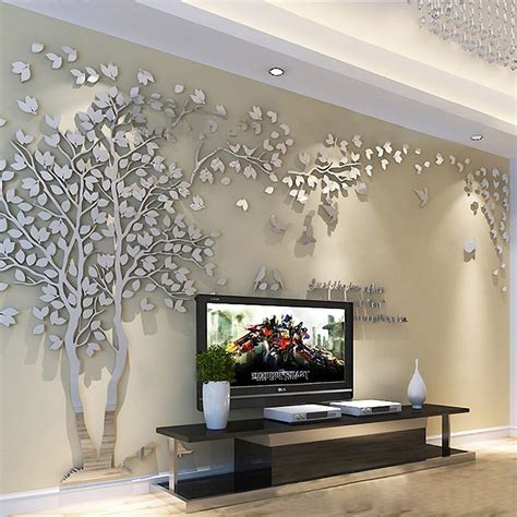 3d Huge Couple Tree Diy Wall Stickers Crystal Acrylic Wall Decal Wall