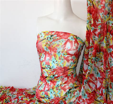 Floral Print 4 Way Stretch Sheer Fabric Ebay