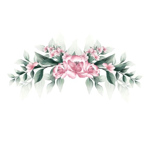 Bouquet Of Pink Watercolor Flowers 13855156 Png