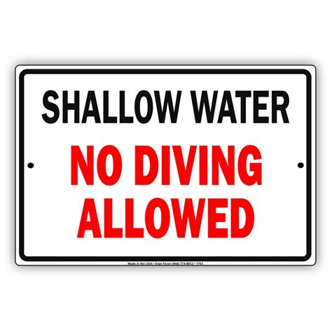 Shallow Water No Diving Allowed Aluminum Metal Sign Safety Etsy