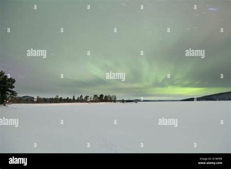 Aurora Borealis In Inari Lapland Finland Stock Photo Alamy