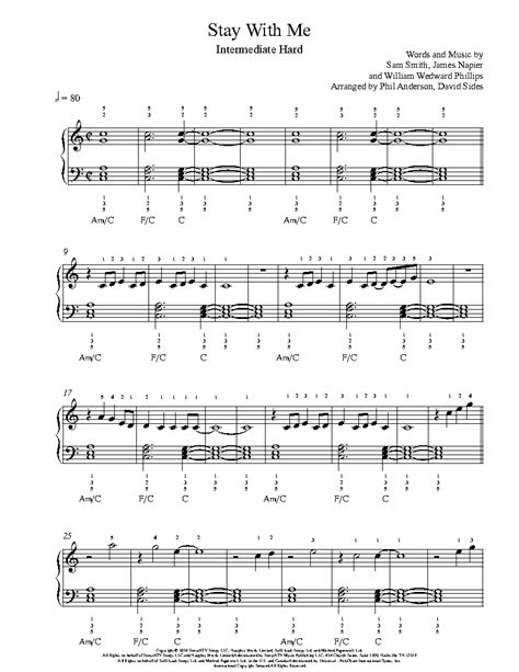 Stay With Me By Sam Smith Piano Sheet Music Intermediate Level