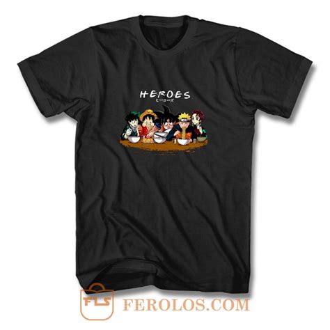 Heroes Anime Manga Goku Luffy Naruto Deku Tanjirou T Shirt High Quality