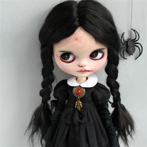 sold blythe custom doll wednesday addams halloween t etsy