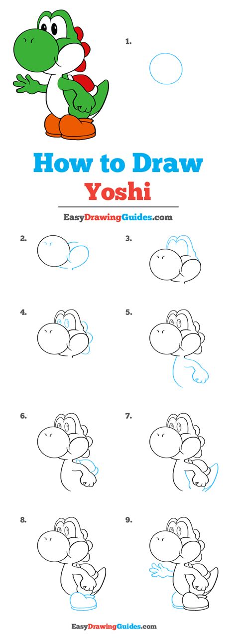 How To Draw Yoshi From Super Mario Really Easy Drawing Tutorial
