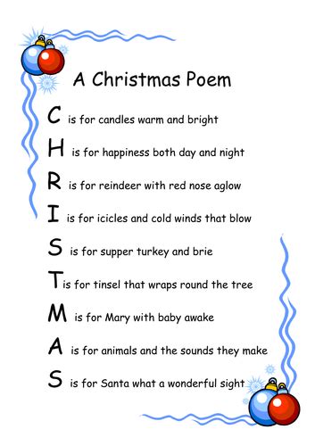 Acrostic Christmas Poem Writing Frames Teaching Resources