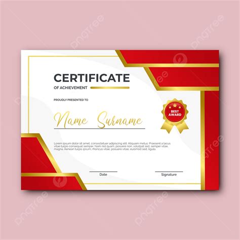 Elegant Red And Gold Certificate Template Template Download On Pngtree