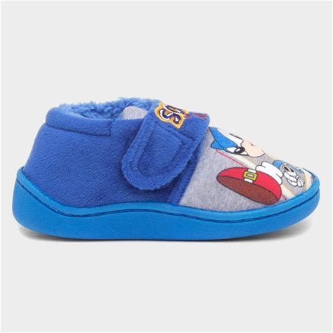 Sonic The Hedgehog Kids Blue Easy Fasten Slipper 699185 Shoe Zone