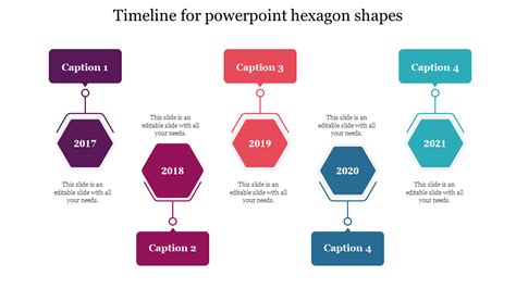 Multinode Timeline For Powerpoint Hexagon Shapes Template