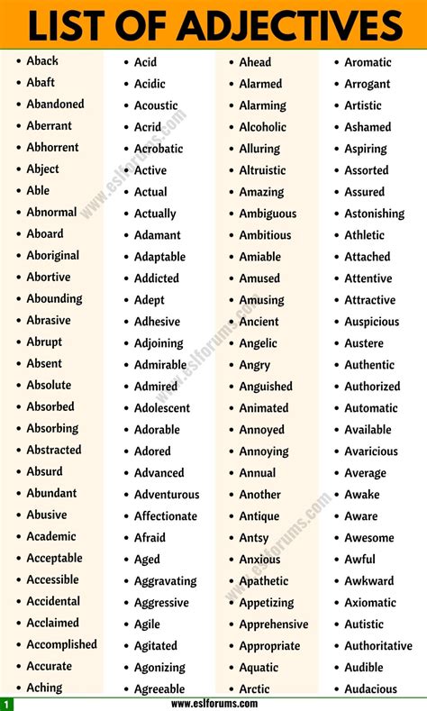 Adjective Examples A Huge List Of Adjectives In English From A