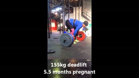 Crossfit And 55 Months Pregnant 155kg Deadlift Youtube