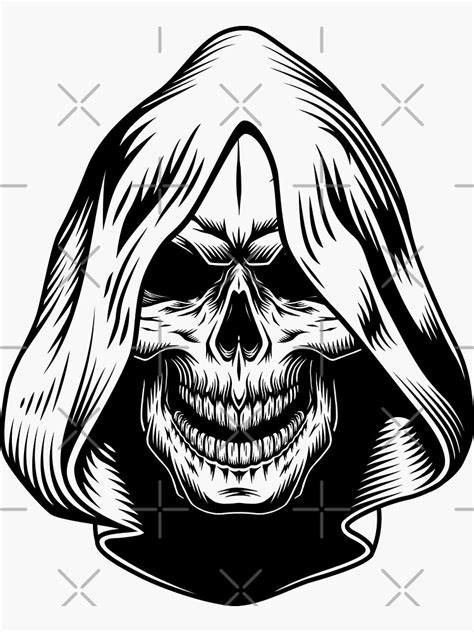 Hooded Skull Sticker For Sale By Edigi Arts Redbubble