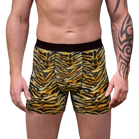 Orange Tiger Mens Boxer Briefs Striped Animal Print Premium Quality