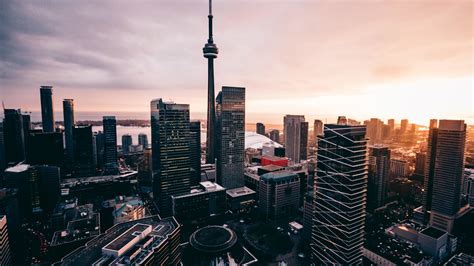 Download Skycrappers Buildings Cityscape Sunset Toronto 1920x1080
